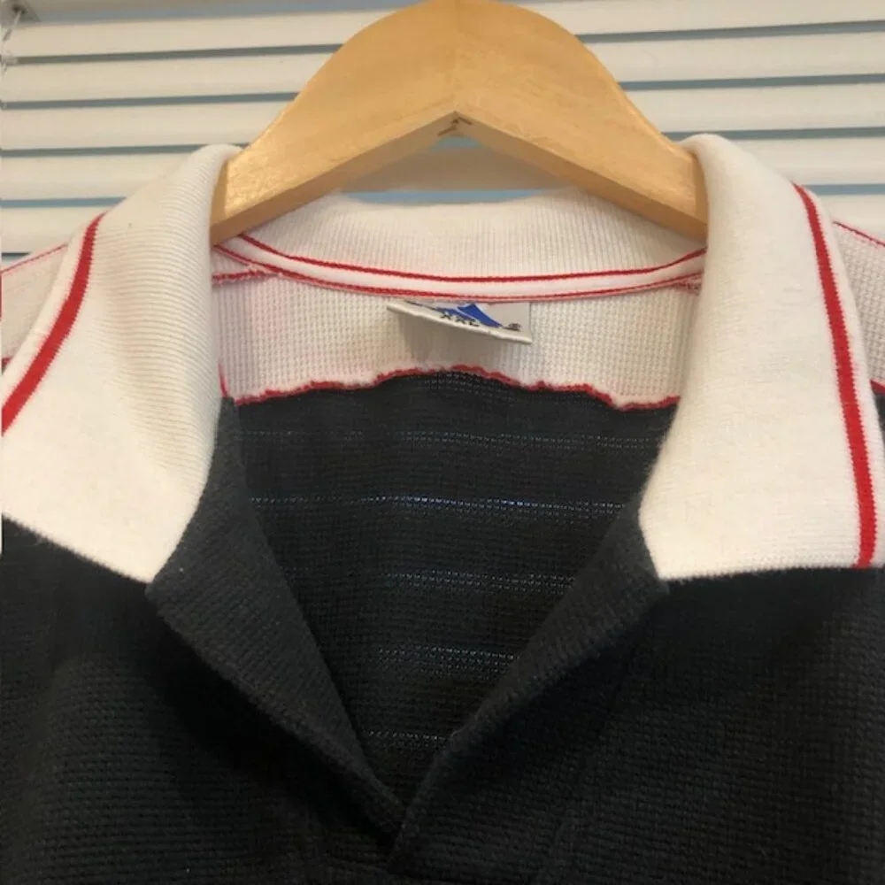 Adidas Vintage Black White Red Polo Shirt Size XXL.